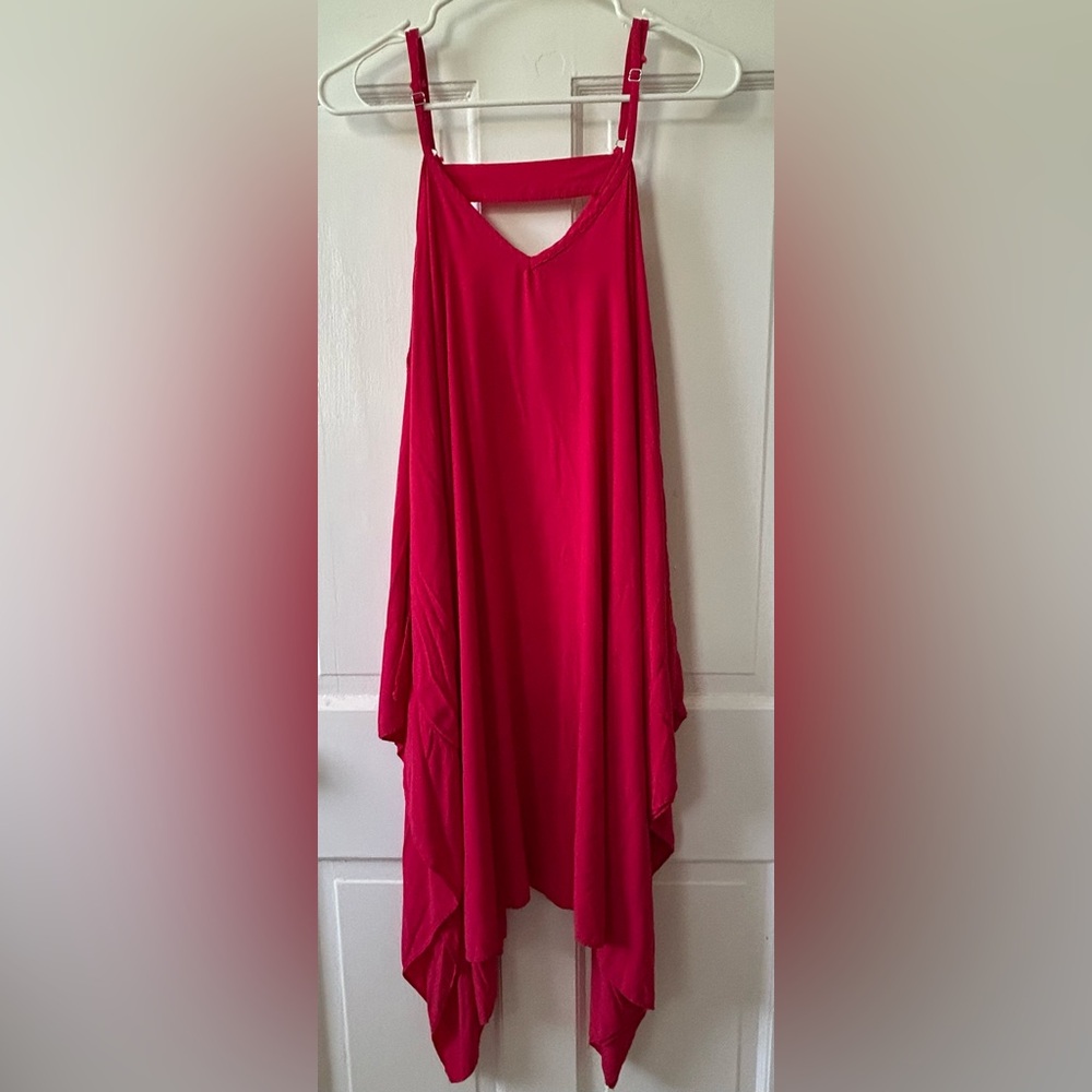 Coco + Carmen Long Flowy Pink Dress Size L/XL Cold Shoulder Lightweight Loose